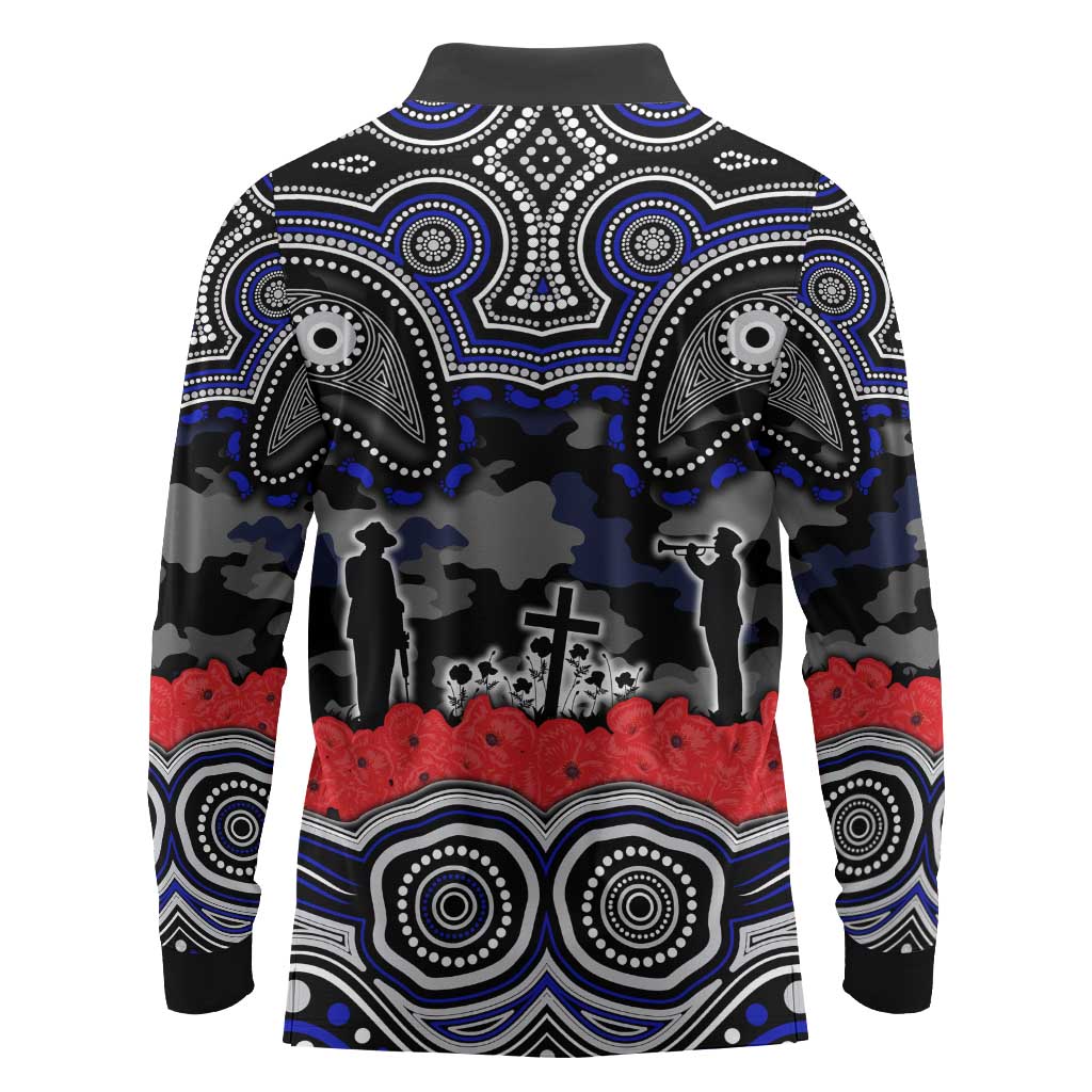 ANZAC Day Canterbury Bankstown Bulldogs Long Sleeve Polo Shirt Military Memorial Aboriginal Indigenous Art