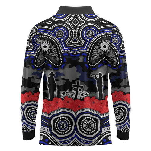 ANZAC Day Canterbury Bankstown Bulldogs Long Sleeve Polo Shirt Military Memorial Aboriginal Indigenous Art