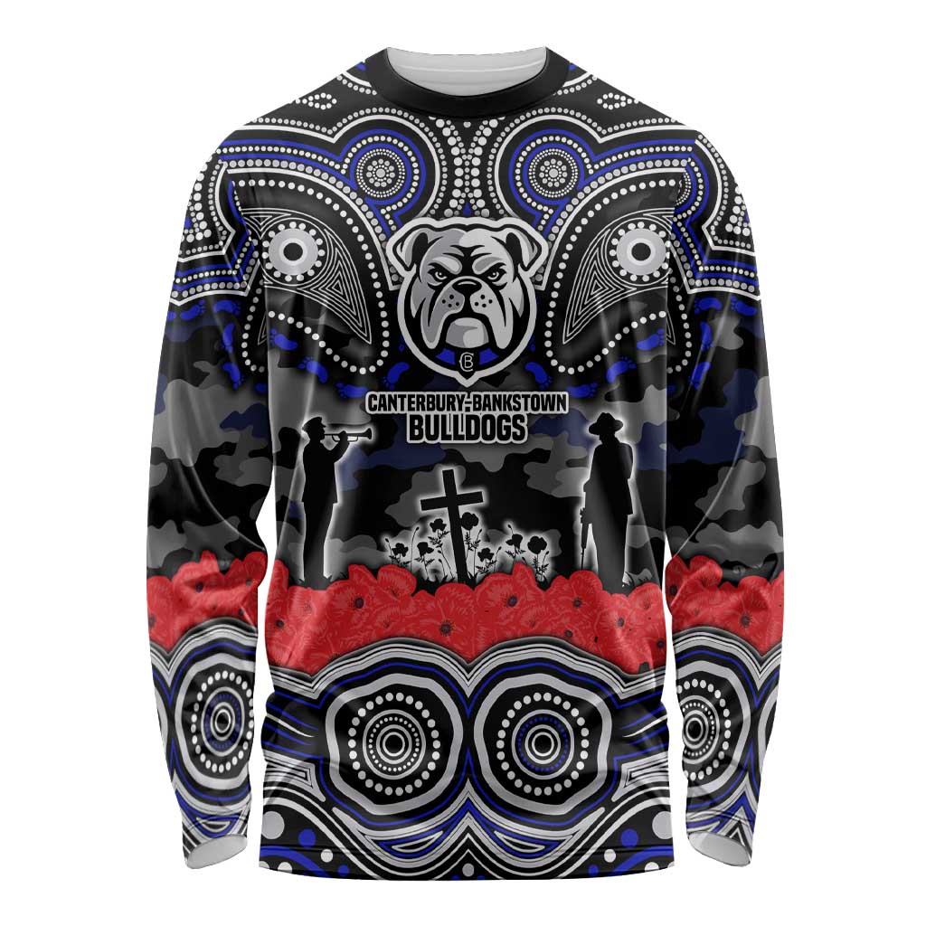 ANZAC Day Canterbury Bankstown Bulldogs Long Sleeve Shirt Military Memorial Aboriginal Indigenous Art