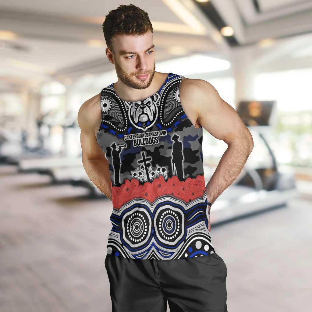 ANZAC Day Canterbury Bankstown Bulldogs Men Tank Top Military Memorial Aboriginal Indigenous Art