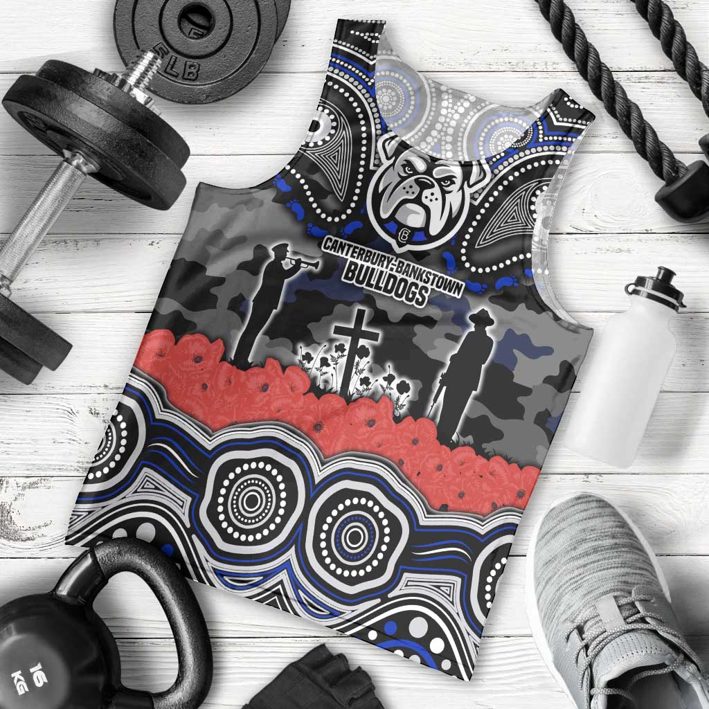 ANZAC Day Canterbury Bankstown Bulldogs Men Tank Top Military Memorial Aboriginal Indigenous Art