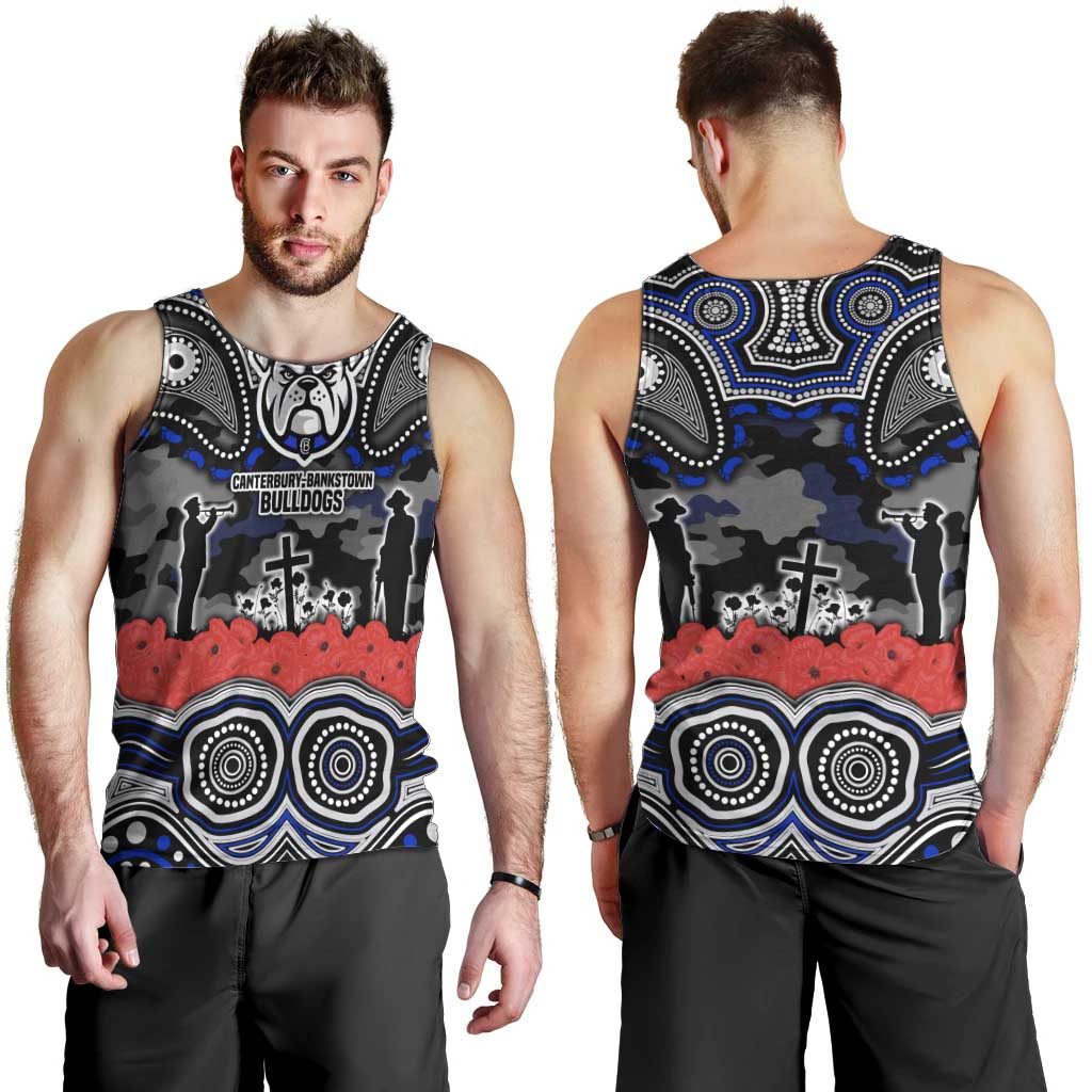 ANZAC Day Canterbury Bankstown Bulldogs Men Tank Top Military Memorial Aboriginal Indigenous Art