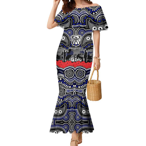 ANZAC Day Canterbury Bankstown Bulldogs Mermaid Dress Military Memorial Aboriginal Indigenous Art