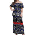 ANZAC Day Canterbury Bankstown Bulldogs Off Shoulder Maxi Dress Military Memorial Aboriginal Indigenous Art