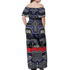 ANZAC Day Canterbury Bankstown Bulldogs Off Shoulder Maxi Dress Military Memorial Aboriginal Indigenous Art