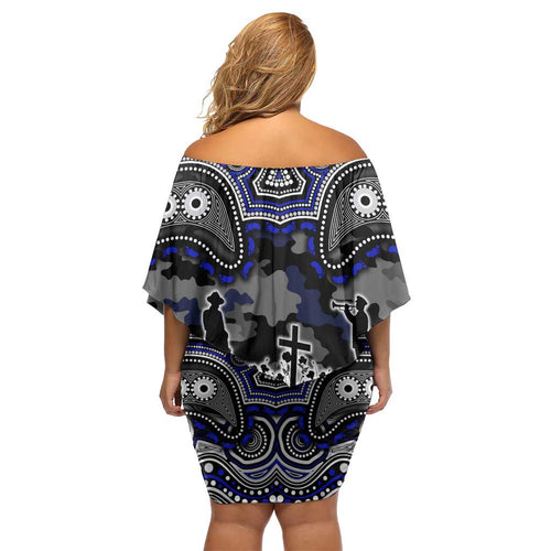 ANZAC Day Canterbury Bankstown Bulldogs Off Shoulder Short Dress Military Memorial Aboriginal Indigenous Art