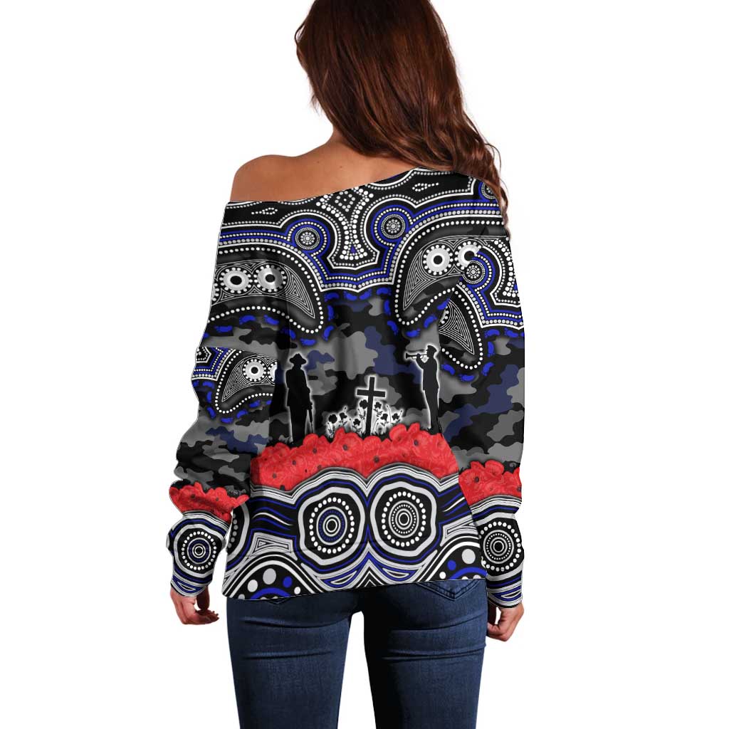 ANZAC Day Canterbury Bankstown Bulldogs Off Shoulder Sweater Military Memorial Aboriginal Indigenous Art