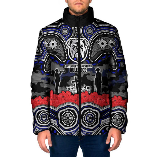 ANZAC Day Canterbury Bankstown Bulldogs Padded Jacket Military Memorial Aboriginal Indigenous Art