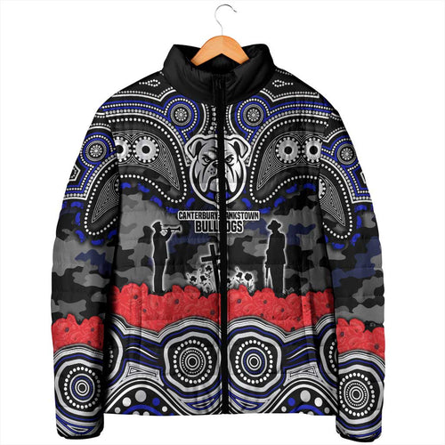 ANZAC Day Canterbury Bankstown Bulldogs Padded Jacket Military Memorial Aboriginal Indigenous Art