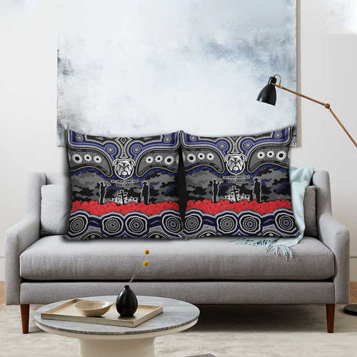 ANZAC Day Canterbury Bankstown Bulldogs Pillow Cover Military Memorial Aboriginal Indigenous Art