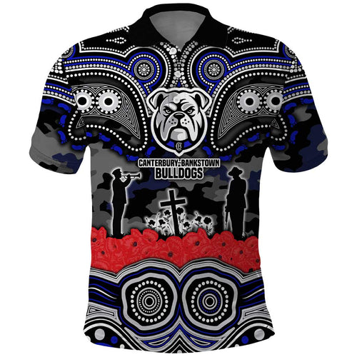 ANZAC Day Canterbury Bankstown Bulldogs Polo Shirt Military Memorial Aboriginal Indigenous Art