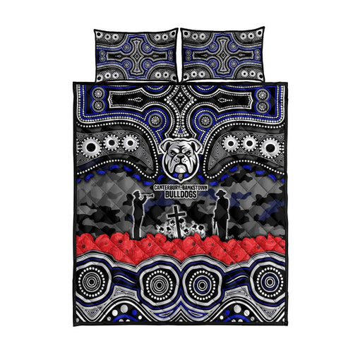 ANZAC Day Canterbury Bankstown Bulldogs Quilt Bed Set Military Memorial Aboriginal Indigenous Art