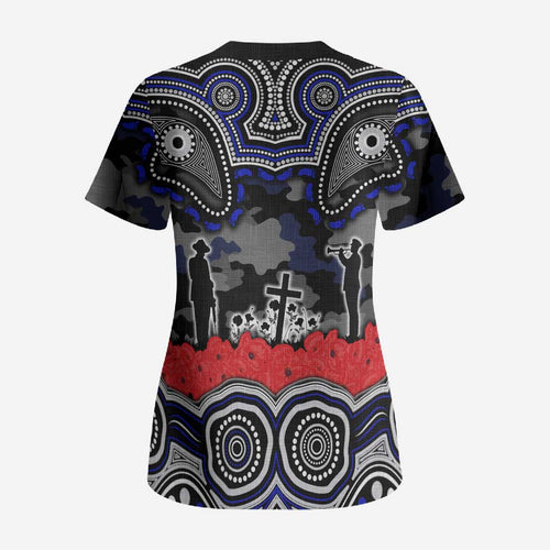 ANZAC Day Canterbury Bankstown Bulldogs Scrub Top Military Memorial Aboriginal Indigenous Art