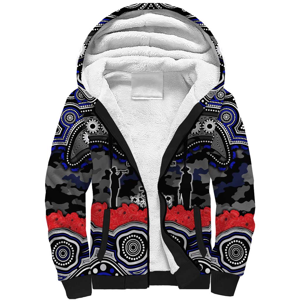 ANZAC Day Canterbury Bankstown Bulldogs Sherpa Hoodie Military Memorial Aboriginal Indigenous Art