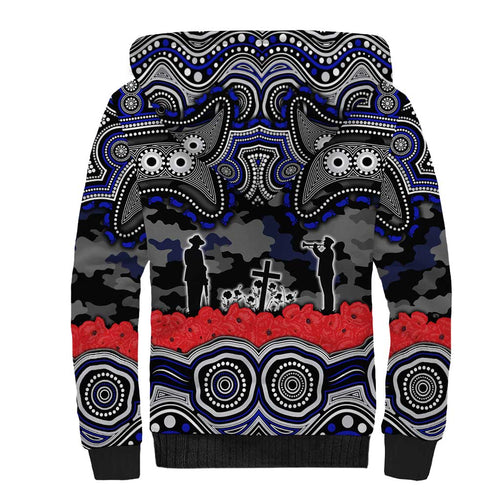 ANZAC Day Canterbury Bankstown Bulldogs Sherpa Hoodie Military Memorial Aboriginal Indigenous Art