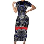 ANZAC Day Canterbury Bankstown Bulldogs Short Sleeve Bodycon Dress Military Memorial Aboriginal Indigenous Art