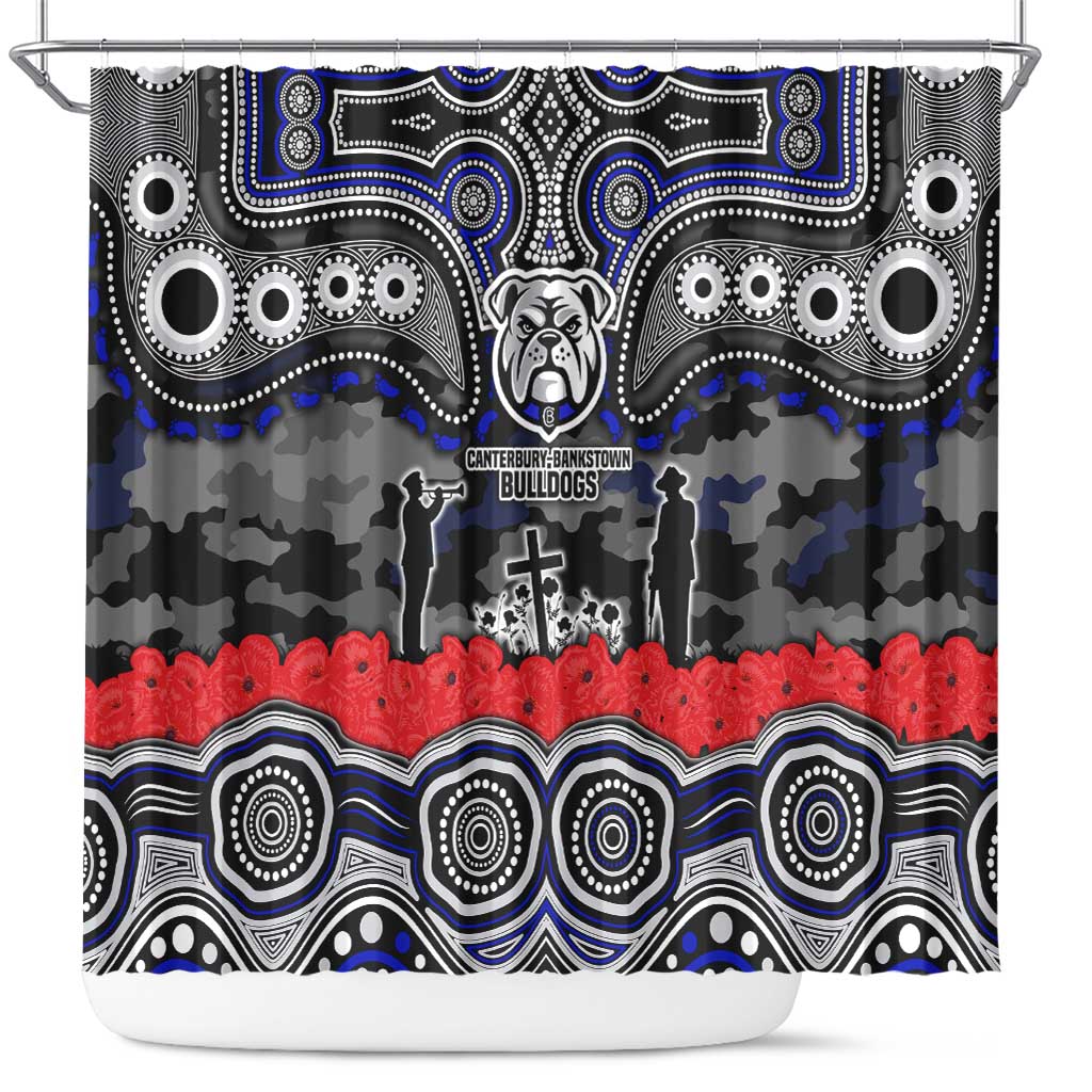 ANZAC Day Canterbury Bankstown Bulldogs Shower Curtain Military Memorial Aboriginal Indigenous Art