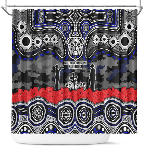 ANZAC Day Canterbury Bankstown Bulldogs Shower Curtain Military Memorial Aboriginal Indigenous Art