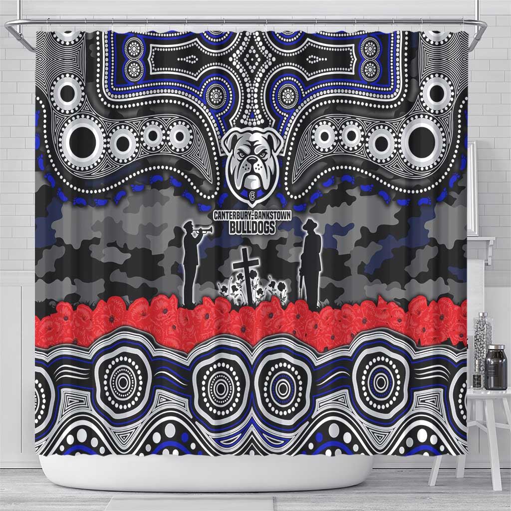 ANZAC Day Canterbury Bankstown Bulldogs Shower Curtain Military Memorial Aboriginal Indigenous Art