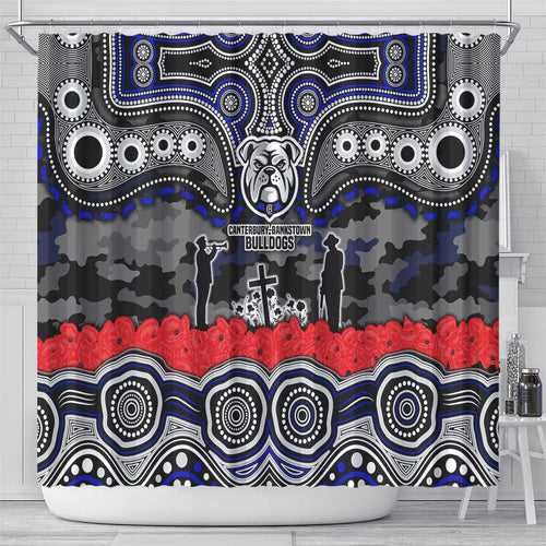 ANZAC Day Canterbury Bankstown Bulldogs Shower Curtain Military Memorial Aboriginal Indigenous Art