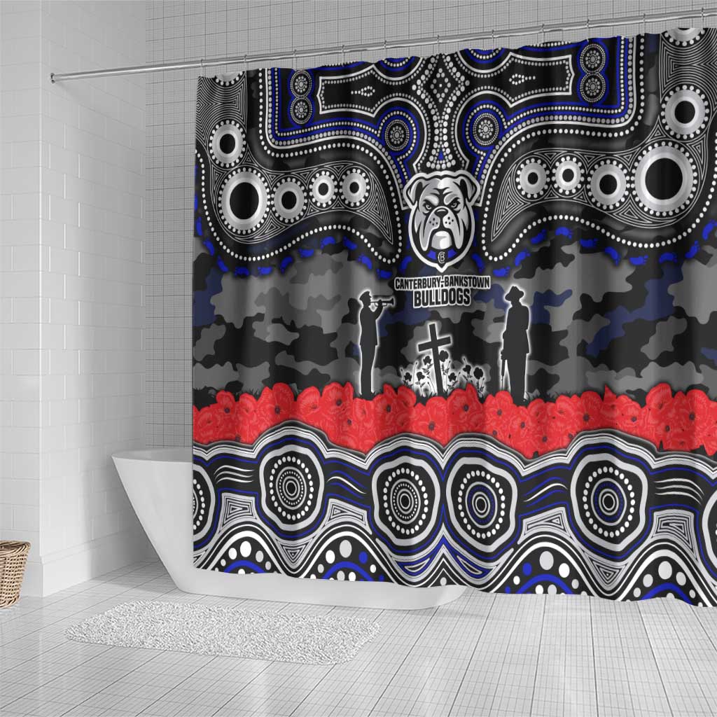 ANZAC Day Canterbury Bankstown Bulldogs Shower Curtain Military Memorial Aboriginal Indigenous Art