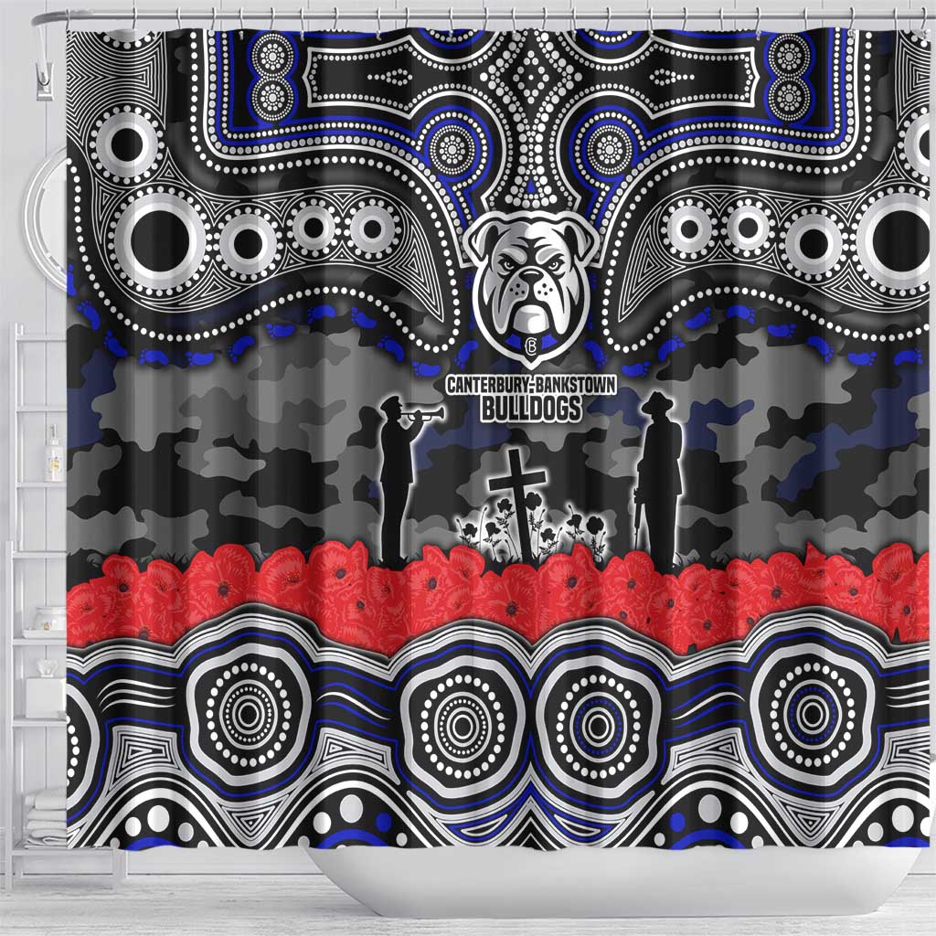 ANZAC Day Canterbury Bankstown Bulldogs Shower Curtain Military Memorial Aboriginal Indigenous Art