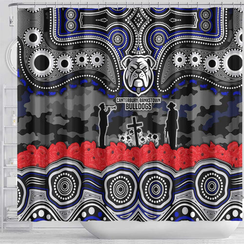 ANZAC Day Canterbury Bankstown Bulldogs Shower Curtain Military Memorial Aboriginal Indigenous Art