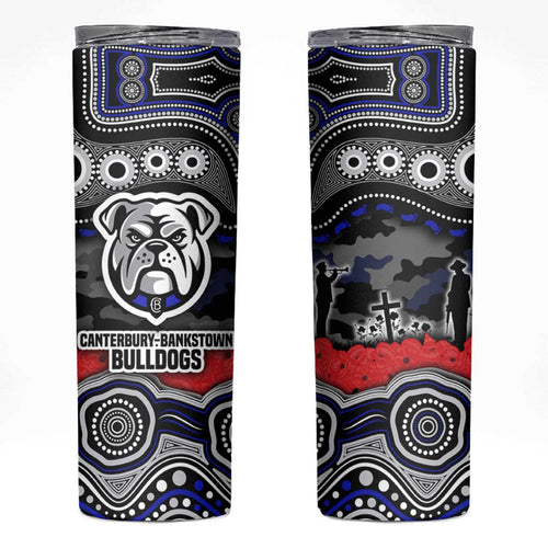 ANZAC Day Canterbury Bankstown Bulldogs Skinny Tumbler Military Memorial Aboriginal Indigenous Art