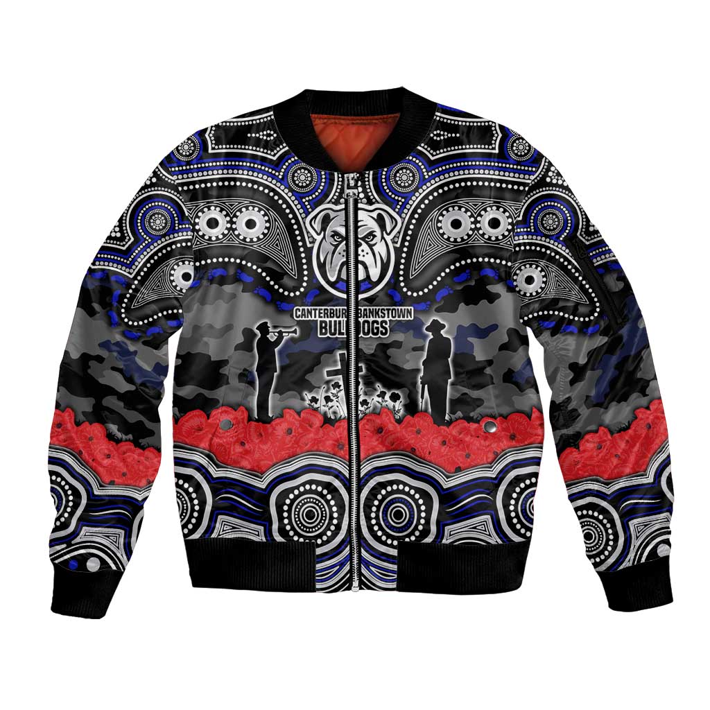 ANZAC Day Canterbury Bankstown Bulldogs Sleeve Zip Bomber Jacket Military Memorial Aboriginal Indigenous Art