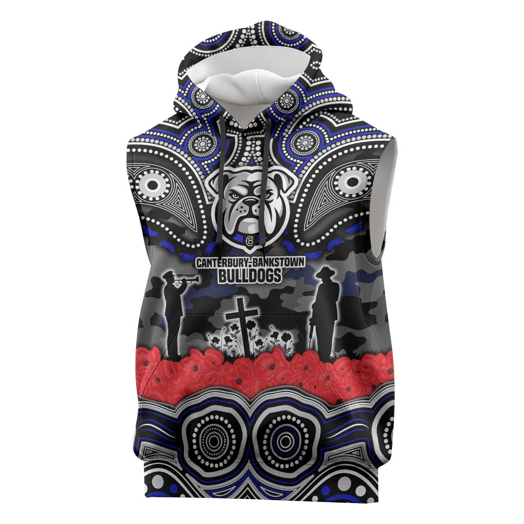 ANZAC Day Canterbury Bankstown Bulldogs Sleeveless Hoodie Military Memorial Aboriginal Indigenous Art