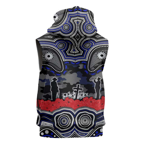 ANZAC Day Canterbury Bankstown Bulldogs Sleeveless Hoodie Military Memorial Aboriginal Indigenous Art