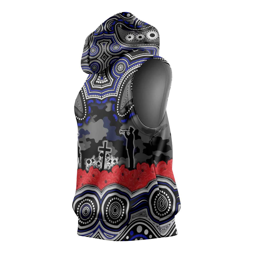 ANZAC Day Canterbury Bankstown Bulldogs Sleeveless Hoodie Military Memorial Aboriginal Indigenous Art