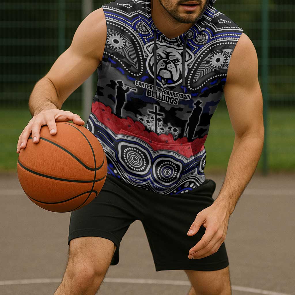 ANZAC Day Canterbury Bankstown Bulldogs Sleeveless Hoodie Military Memorial Aboriginal Indigenous Art