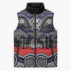ANZAC Day Canterbury Bankstown Bulldogs Sleeveless Puffer Jacket Military Memorial Aboriginal Indigenous Art