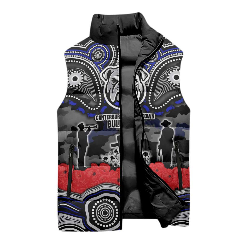 ANZAC Day Canterbury Bankstown Bulldogs Sleeveless Puffer Jacket Military Memorial Aboriginal Indigenous Art