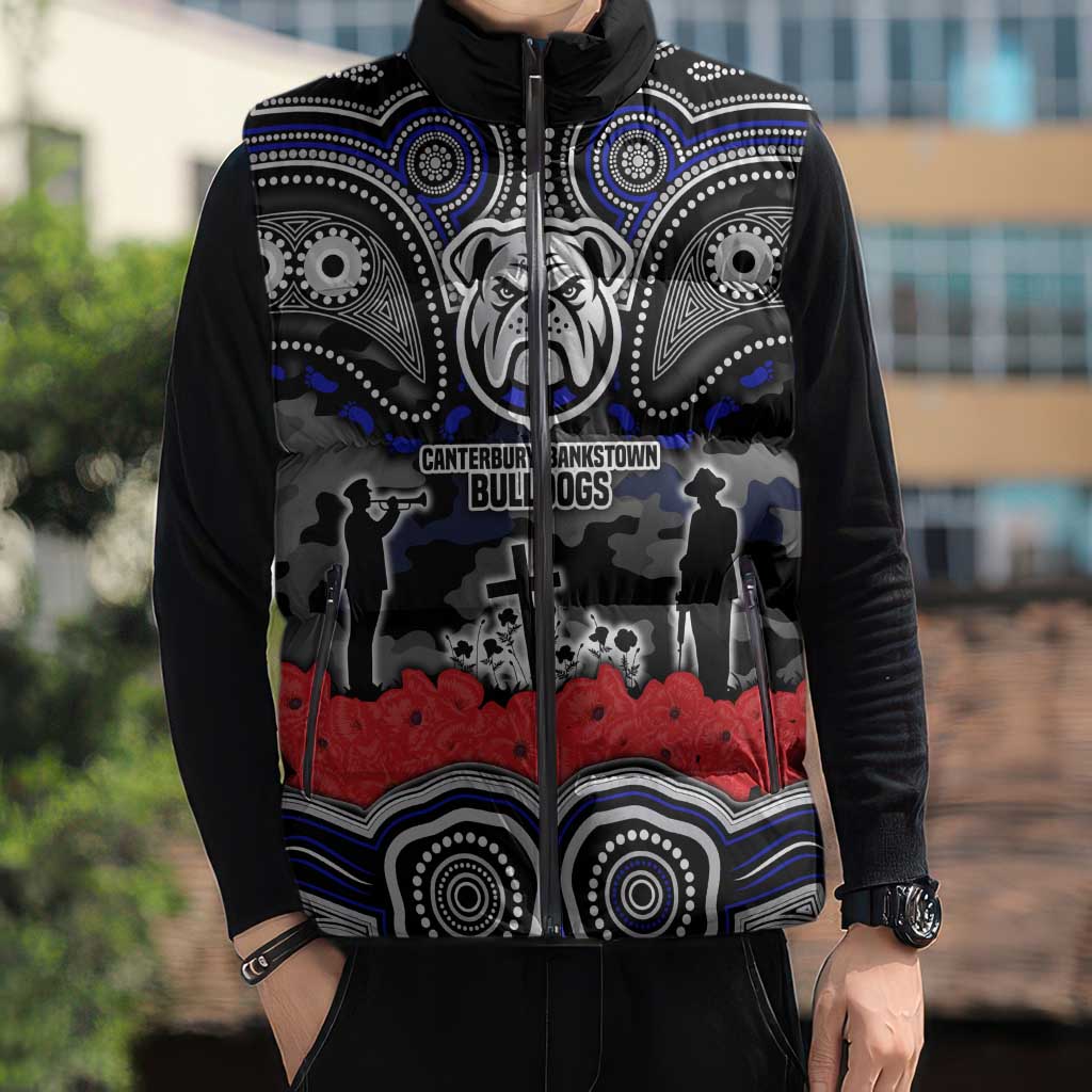 ANZAC Day Canterbury Bankstown Bulldogs Sleeveless Puffer Jacket Military Memorial Aboriginal Indigenous Art