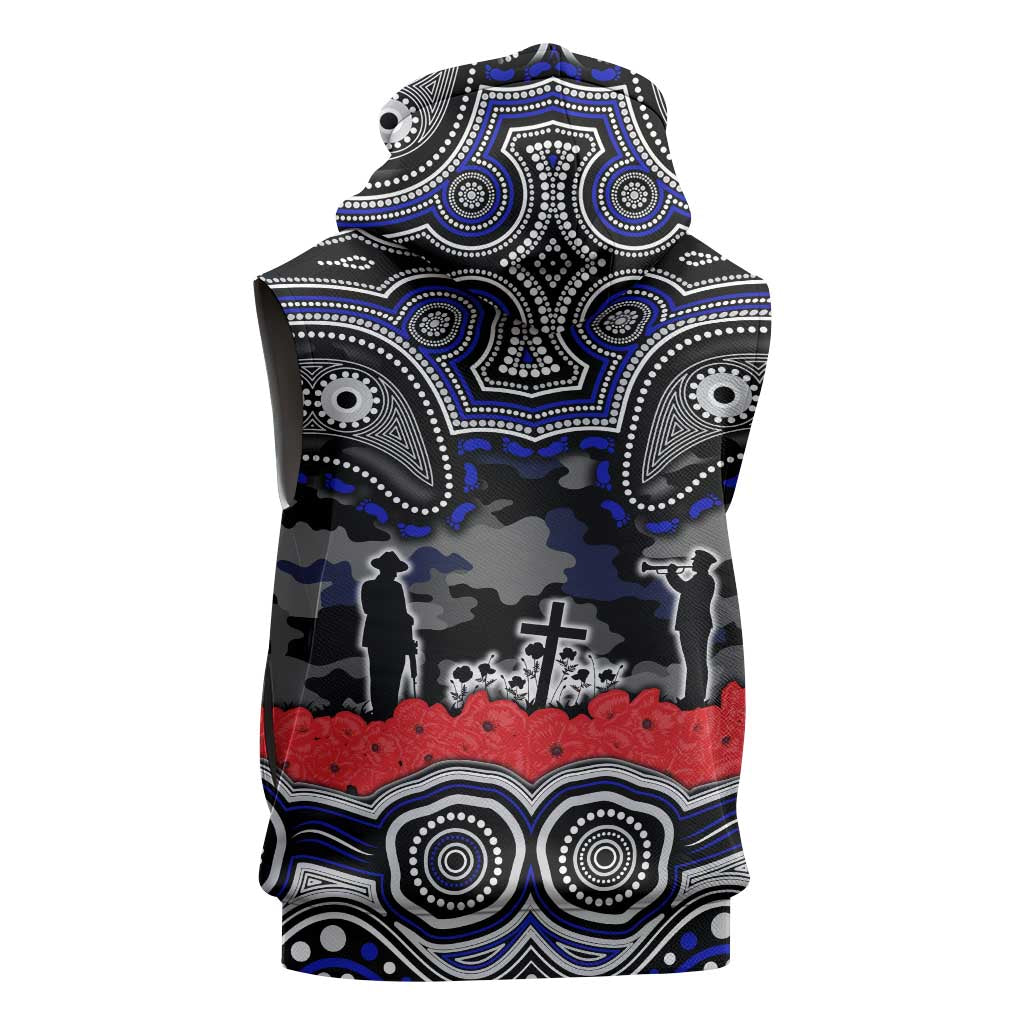 ANZAC Day Canterbury Bankstown Bulldogs Sleeveless Zip Hoodie Military Memorial Aboriginal Indigenous Art