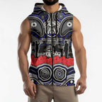 ANZAC Day Canterbury Bankstown Bulldogs Sleeveless Zip Hoodie Military Memorial Aboriginal Indigenous Art