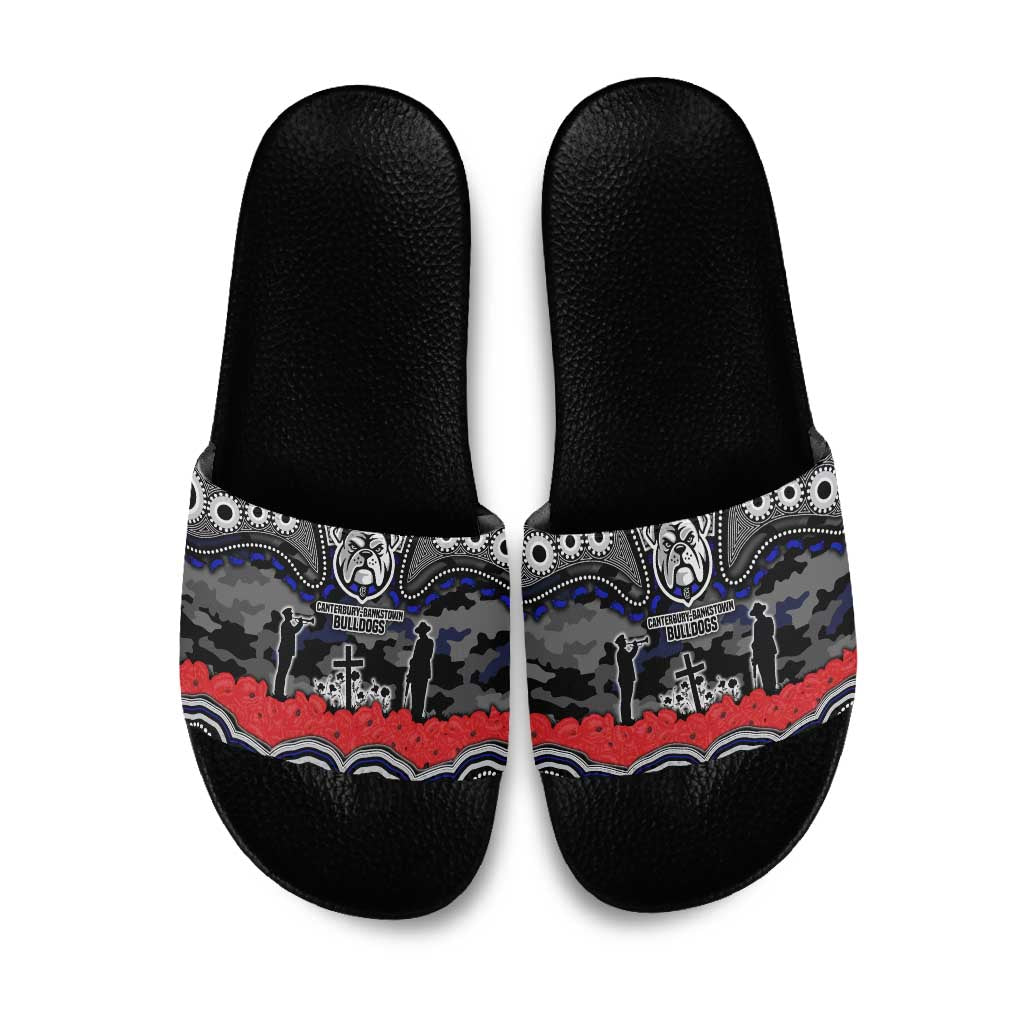 ANZAC Day Canterbury Bankstown Bulldogs Slide Sandals Military Memorial Aboriginal Indigenous Art
