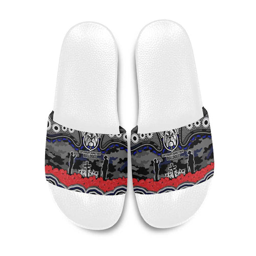 ANZAC Day Canterbury Bankstown Bulldogs Slide Sandals Military Memorial Aboriginal Indigenous Art