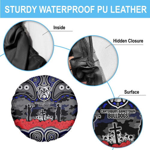 ANZAC Day Canterbury Bankstown Bulldogs Spare Tire Cover Military Memorial Aboriginal Indigenous Art