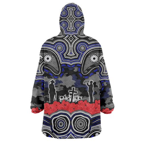 ANZAC Day Canterbury Bankstown Bulldogs Wearable Blanket Hoodie Military Memorial Aboriginal Indigenous Art