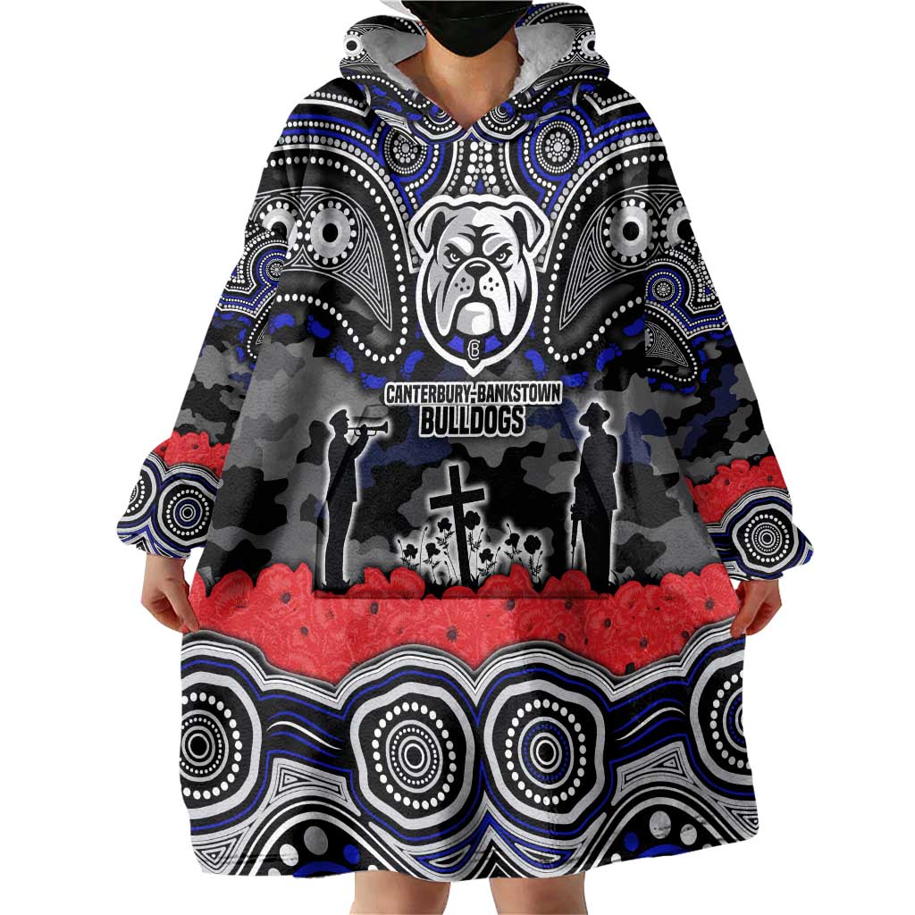ANZAC Day Canterbury Bankstown Bulldogs Wearable Blanket Hoodie Military Memorial Aboriginal Indigenous Art
