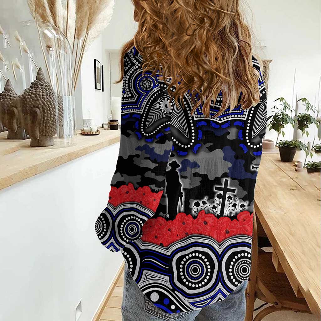 ANZAC Day Canterbury Bankstown Bulldogs Women Casual Shirt Military Memorial Aboriginal Indigenous Art