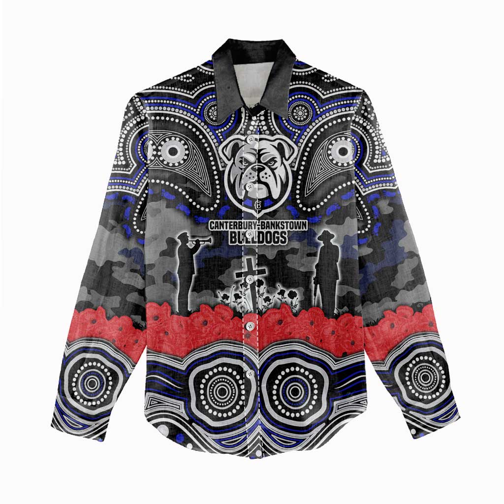 ANZAC Day Canterbury Bankstown Bulldogs Women Casual Shirt Military Memorial Aboriginal Indigenous Art