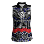 ANZAC Day Canterbury Bankstown Bulldogs Women Sleeveless Polo Shirt Military Memorial Aboriginal Indigenous Art