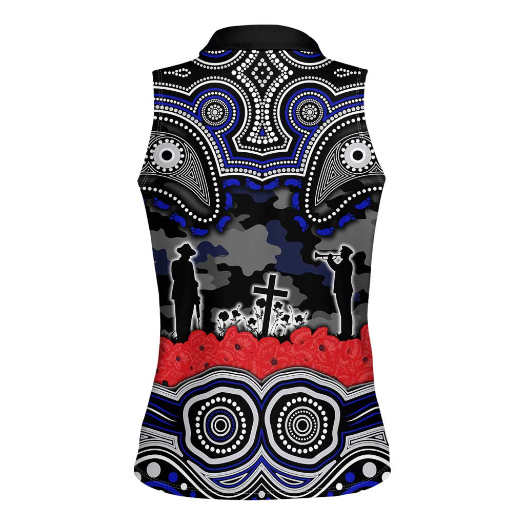 ANZAC Day Canterbury Bankstown Bulldogs Women Sleeveless Polo Shirt Military Memorial Aboriginal Indigenous Art
