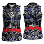 ANZAC Day Canterbury Bankstown Bulldogs Women Sleeveless Polo Shirt Military Memorial Aboriginal Indigenous Art