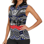 ANZAC Day Canterbury Bankstown Bulldogs Women Sleeveless Polo Shirt Military Memorial Aboriginal Indigenous Art