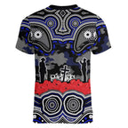ANZAC Day Canterbury Bankstown Bulldogs Women V-Neck T-Shirt Military Memorial Aboriginal Indigenous Art